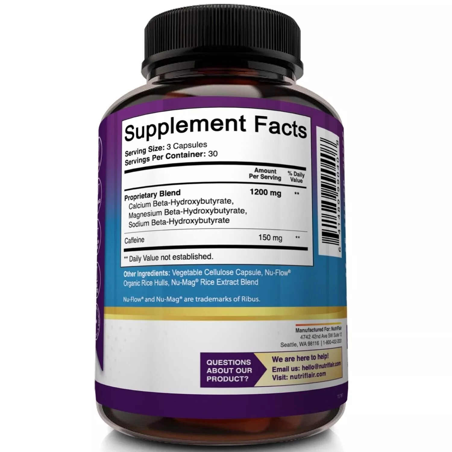 KETO 1350 MG NUTRIFLAIR 90 CAPSULAS VEGANO NO GMO