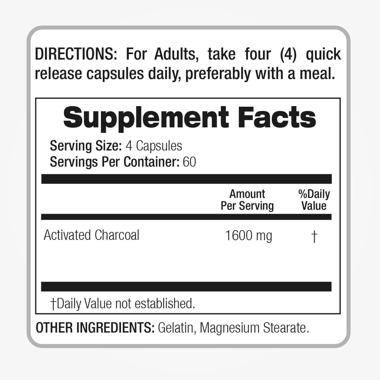 CARBON ACTIVADO 1600 MG 240 CAPSULAS FITO MEDIC´S ACTIVATED CHARCOAL