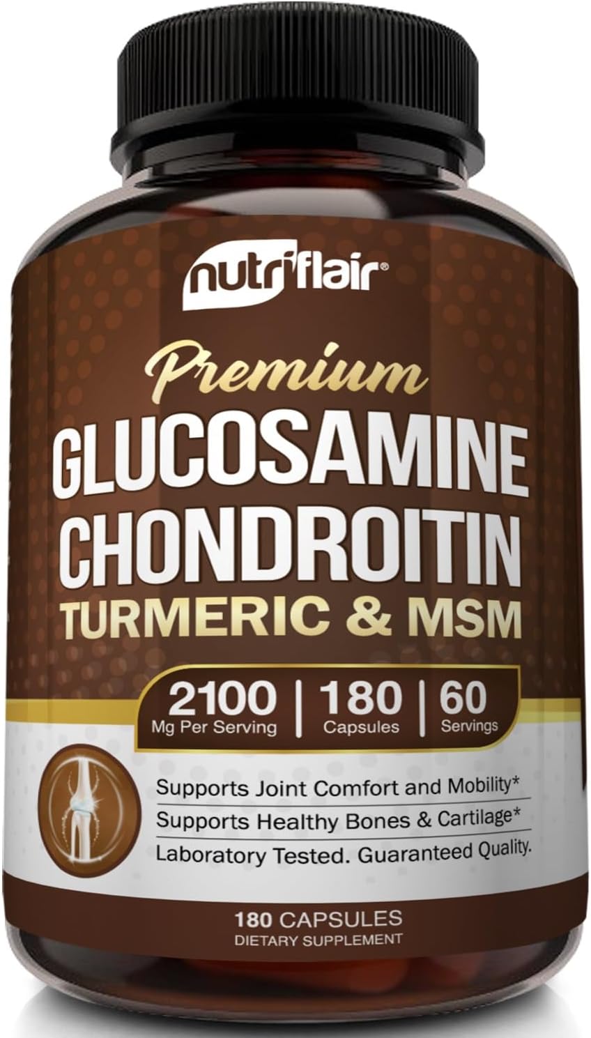 GLUCOSAMINA 1500 MG CON CONDROITINA 150 MG MSM 180 CAPSULAS VEGETALES SIN GMO NUTRIFLAIR