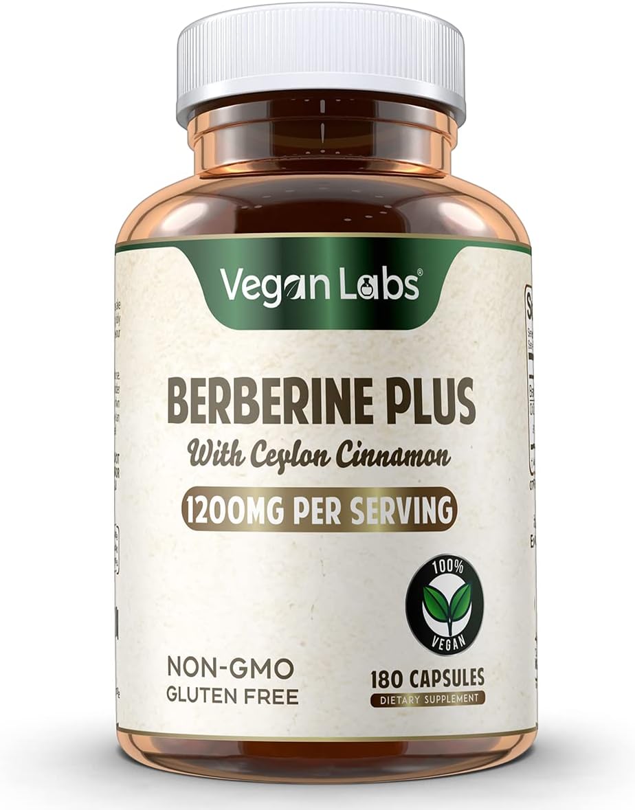 BERBERINA 1200 MG CON CANELA DE CEYLAN 200 MG 180 CAPSULAS VEGANO SIN GMO VEGAN LABS