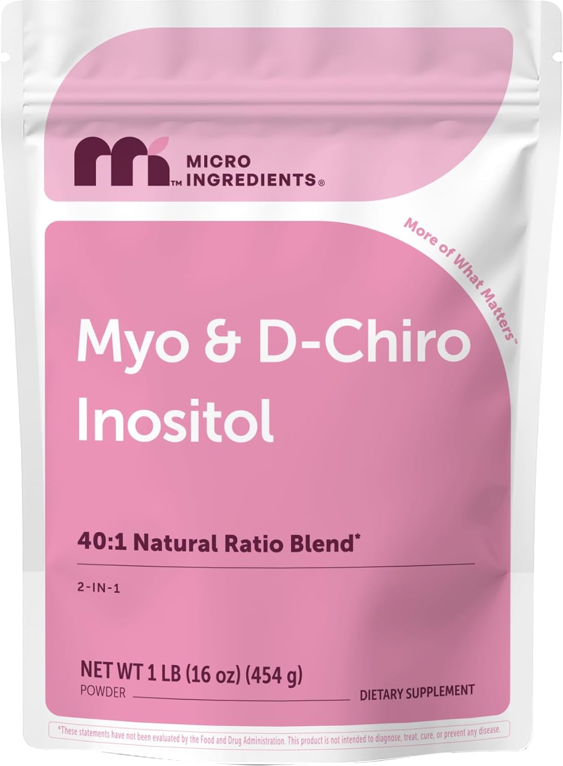 MYO & D CHIRO INOSITOL 2050 MG 221 SERVICIOS 454 GRAMOS MICROINGREDIENTS NO GMO