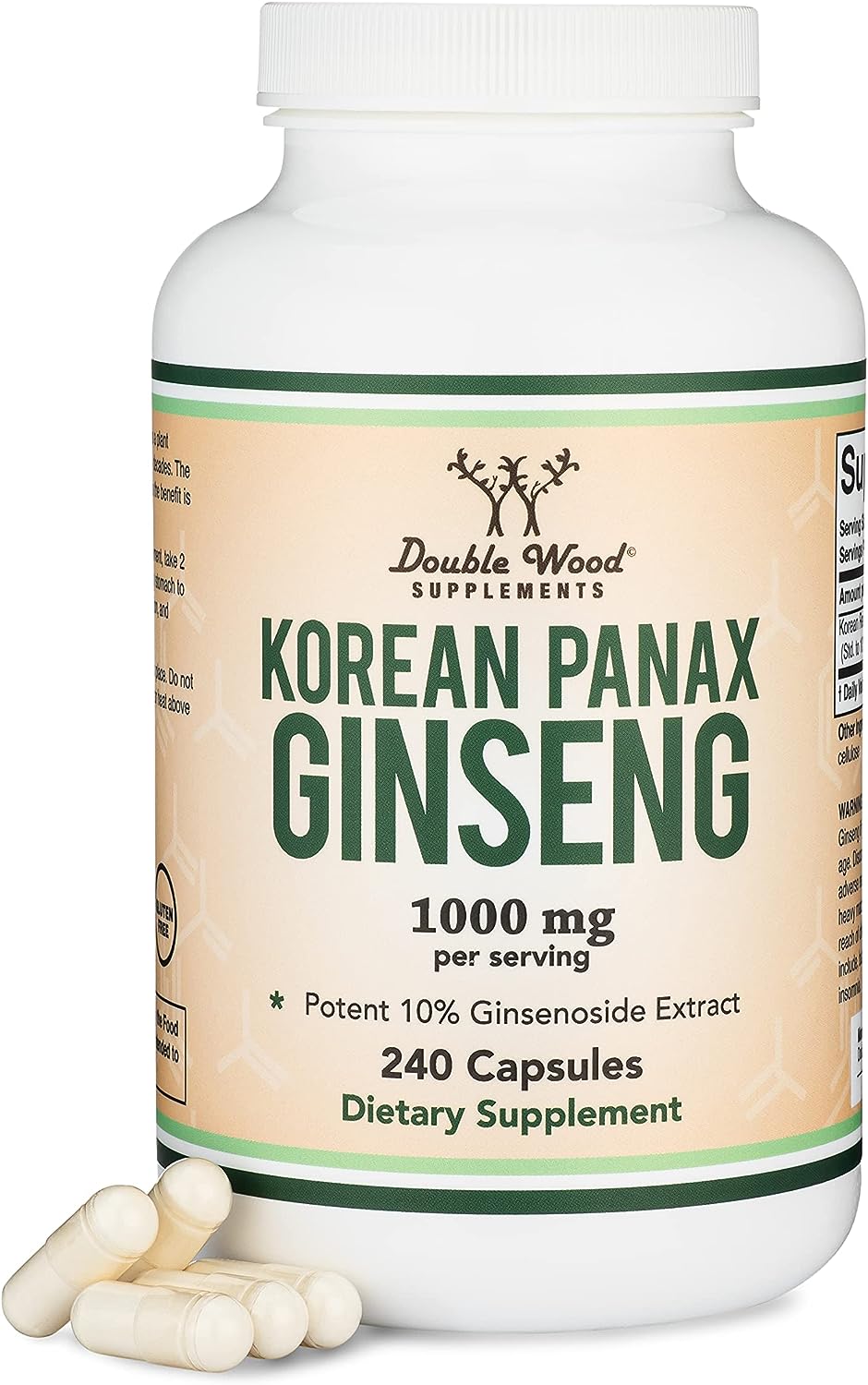 GINSENG COREANO DOUBLE WOOD SUPPLEMENTS 1000 MG 240 CAPSULAS