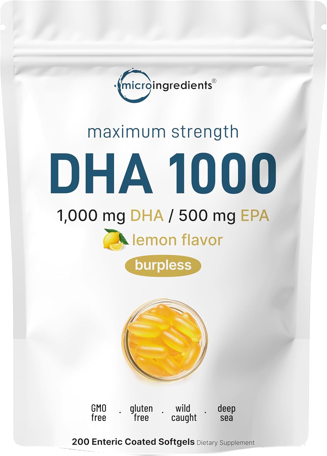 DHA FISH OIL OMEGA 3 1580 MG CON EPA 500 MG Y DHA 1000 MG 200 CAPSULAS BLANDAS MICROINGREDIENTS
