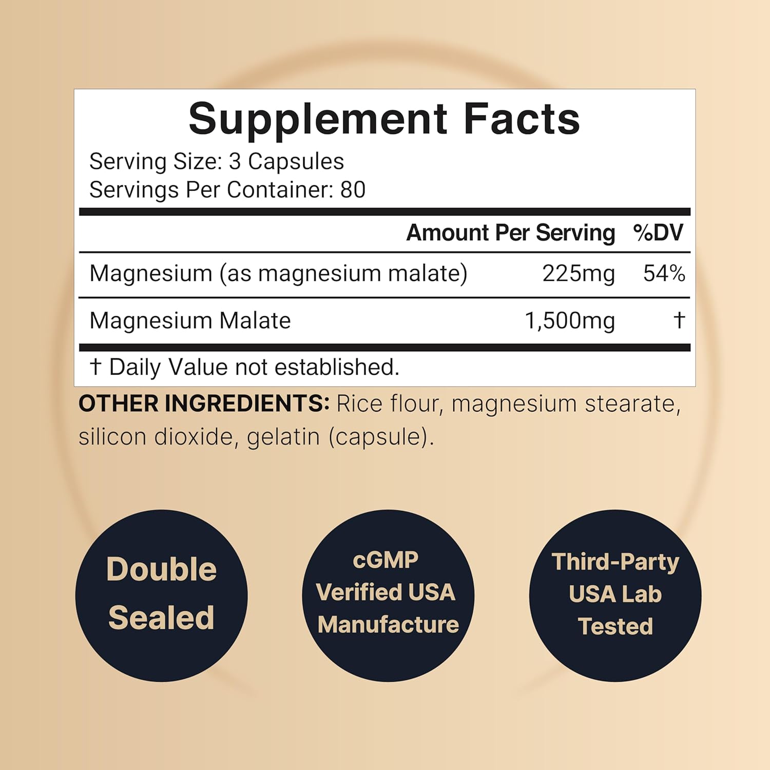 MALATO DE MAGNESIO 1500 MG NATUREBELL 240 CAPSULAS NO GMO