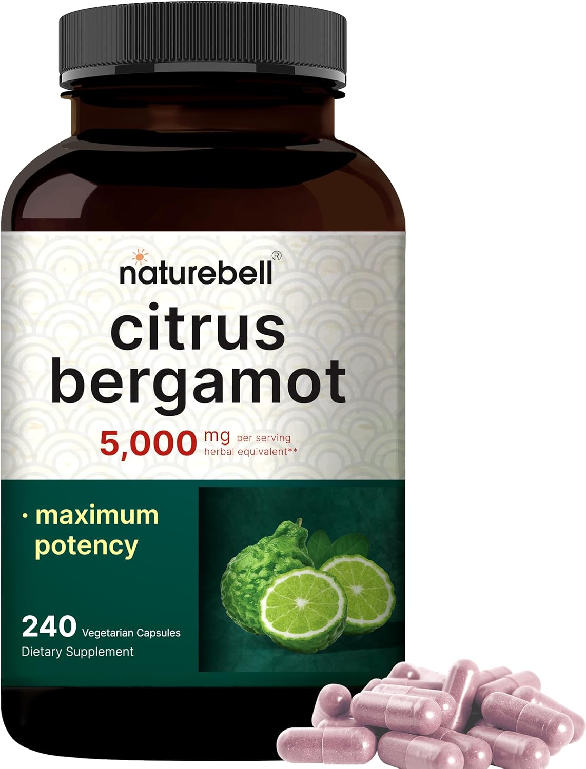 BERGAMOTA CITRICA 5000 MG NATUREBELL 240 CAPSULAS VEGETALES CITRUS BERGAMOT NO GMO