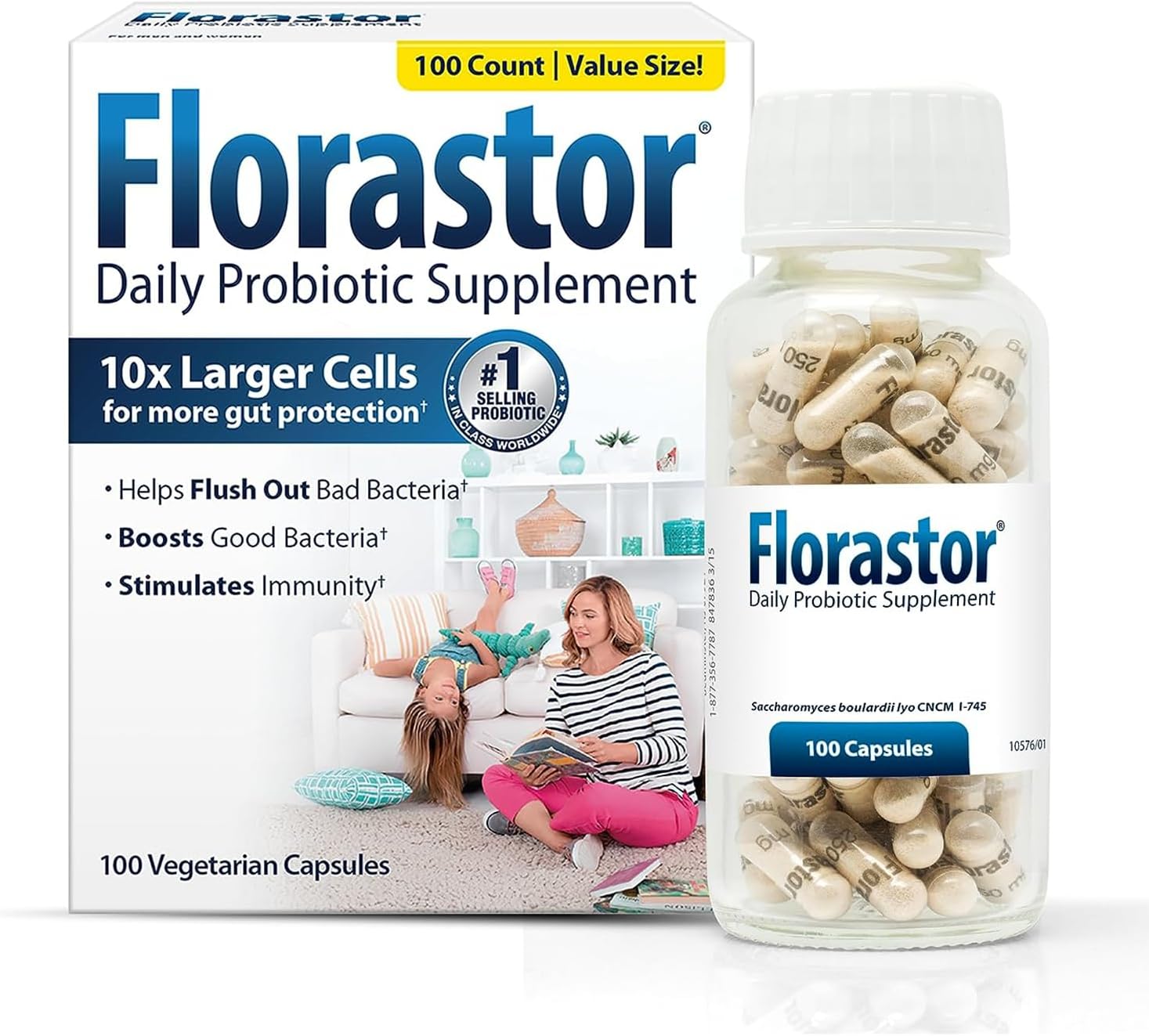 SACCHAROMYCES BOULARDI PROBIOTICOS 500 MG 100 CAPSULAS SIN GMO VEGANO FLORASTOR
