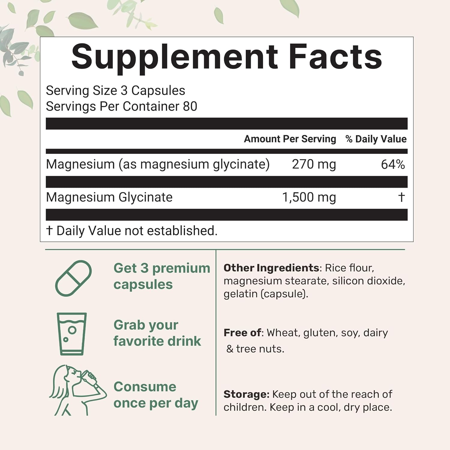 GLICINATO DE MAGNESIO 1500 MG MICROINGREDIENTS 240 CAPSULAS NO GMO