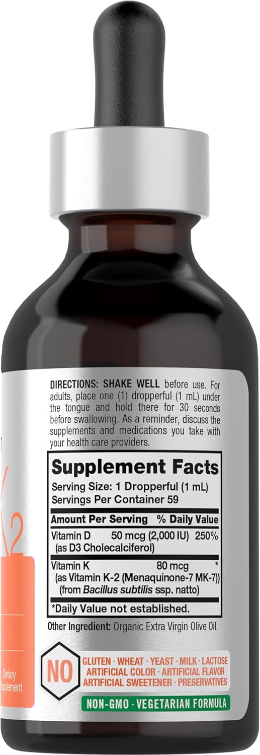 VITAMINA D3 K2 (COLECALCIFEROL) HORBAACH 2000 IU 80 MCG 59 ML GOTAS SIN GMO VEGANO