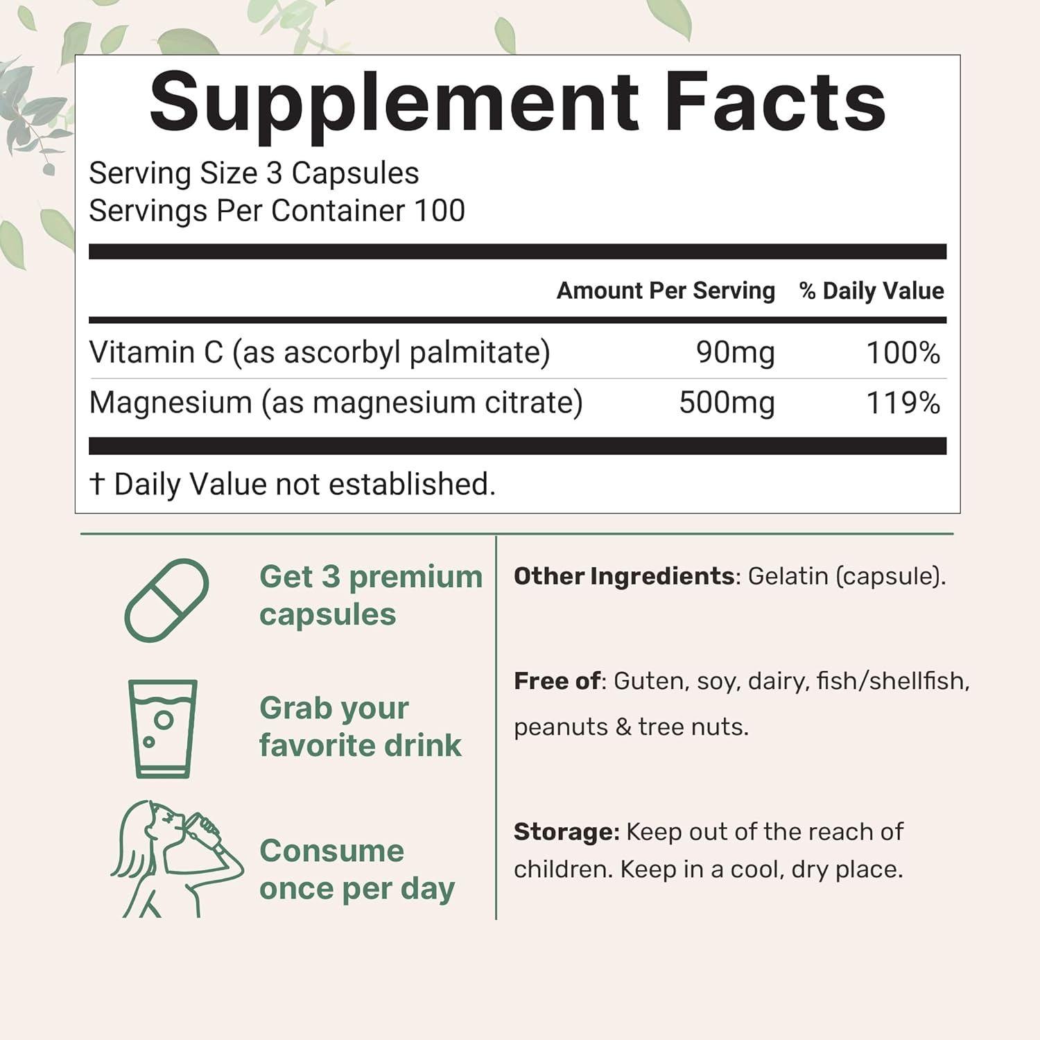 CITRATO DE MAGNESIO PURO 500 MG MICROINGREDIENTS 300 CAPSULAS NO GMO