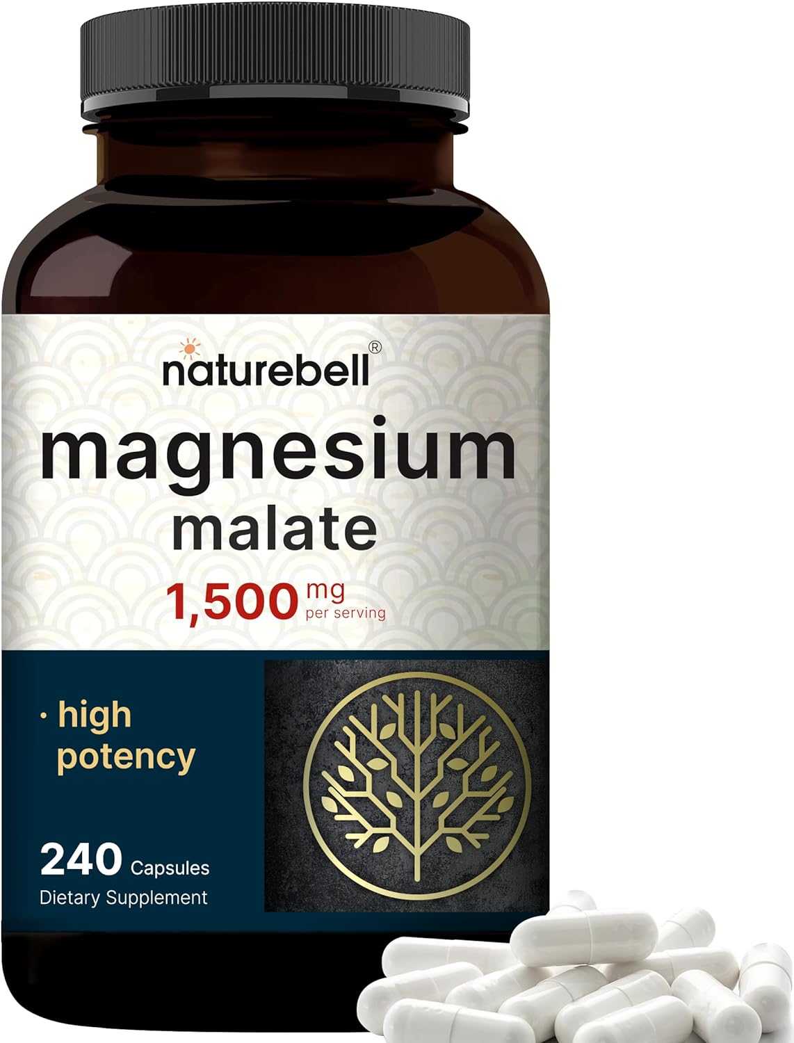 MALATO DE MAGNESIO 1500 MG NATUREBELL 240 CAPSULAS NO GMO