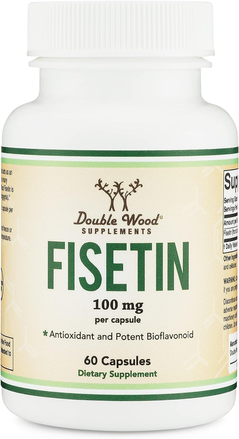 FISETINA 100 MG FLAVONOIDES BIOACTIVOS DOUBLE WOOD 60 CAPSULAS VEGANO NO GMO