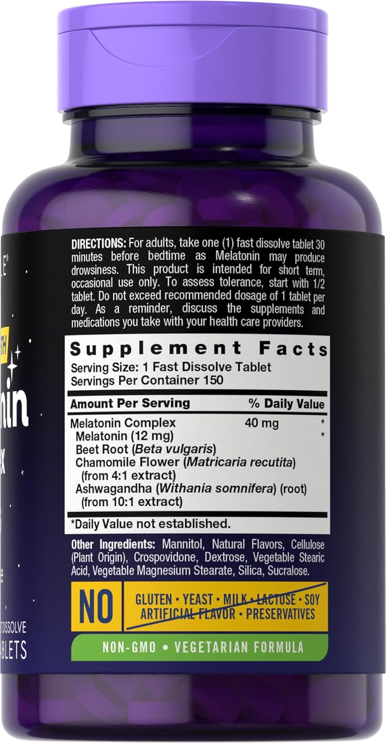 MELATONINA COMPLEX 40 MG CARLYLE 150 TABLETAS NO GMO