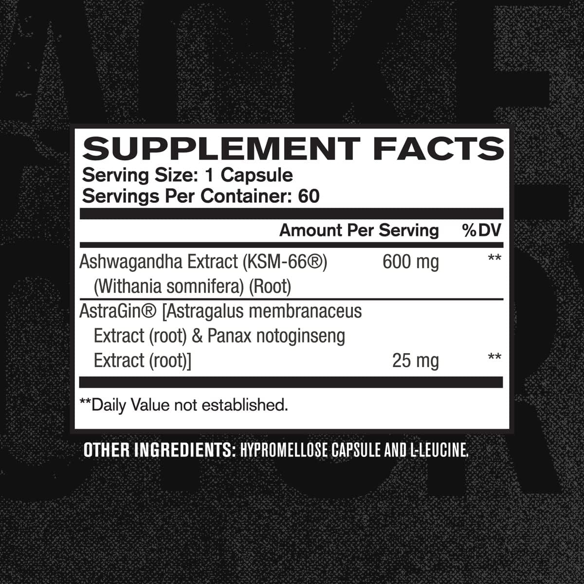 ASHWAGANDHA KSM-66 600 MG + ASTRAGINA (EXTRACTO DE ASTRAGALUS + EXTRACTO DE PANAX) 25 MG 60 CAPSULAS VEGANO JACKED FACTORY