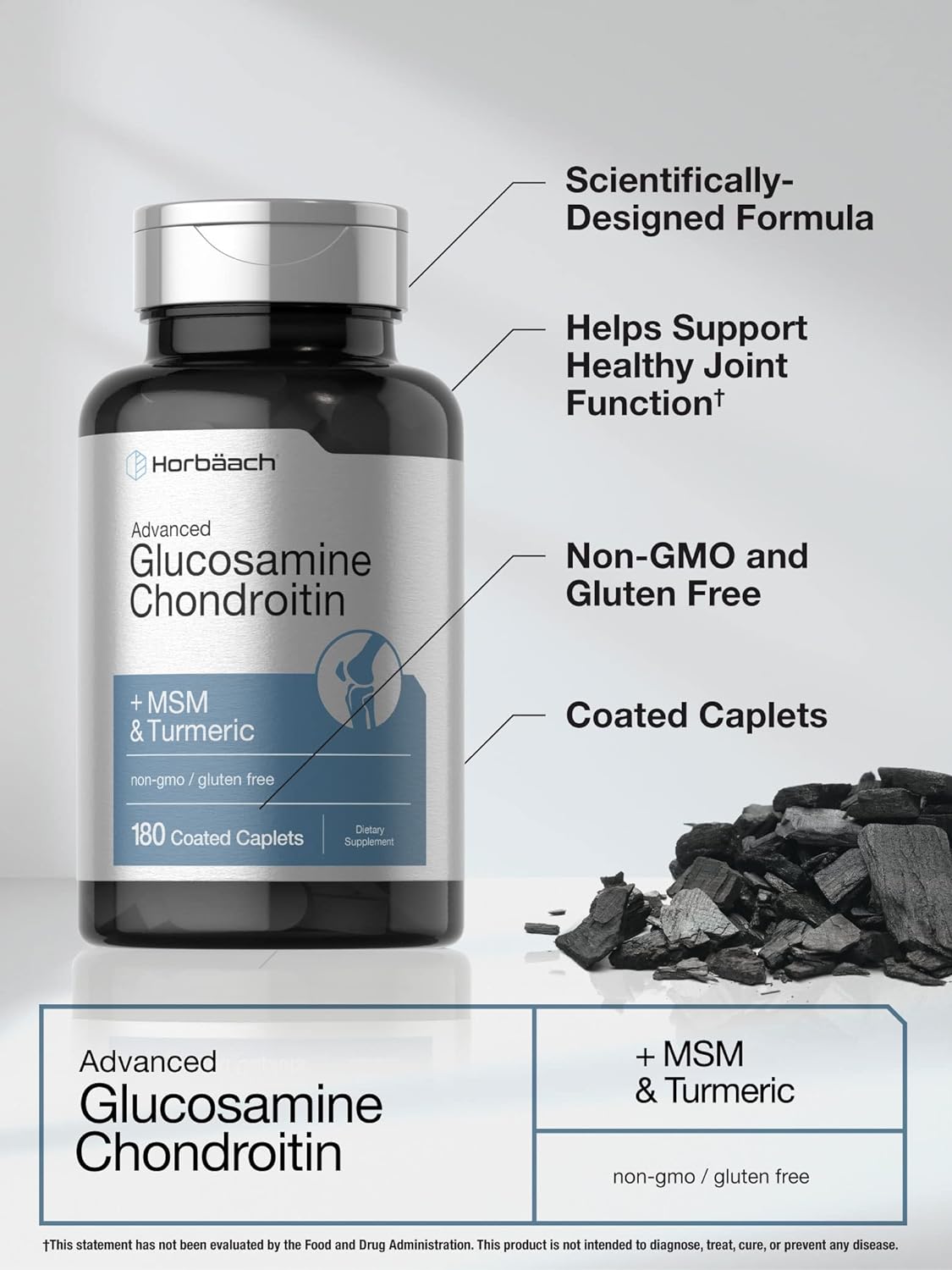 GLUCOSAMINA CONDROITINA MSM CON CURCUMA HORBBAACH 2700 MG 180 TABLETAS GLUCOSAMINE CHONDROITIN MSM WITH TURMERIC