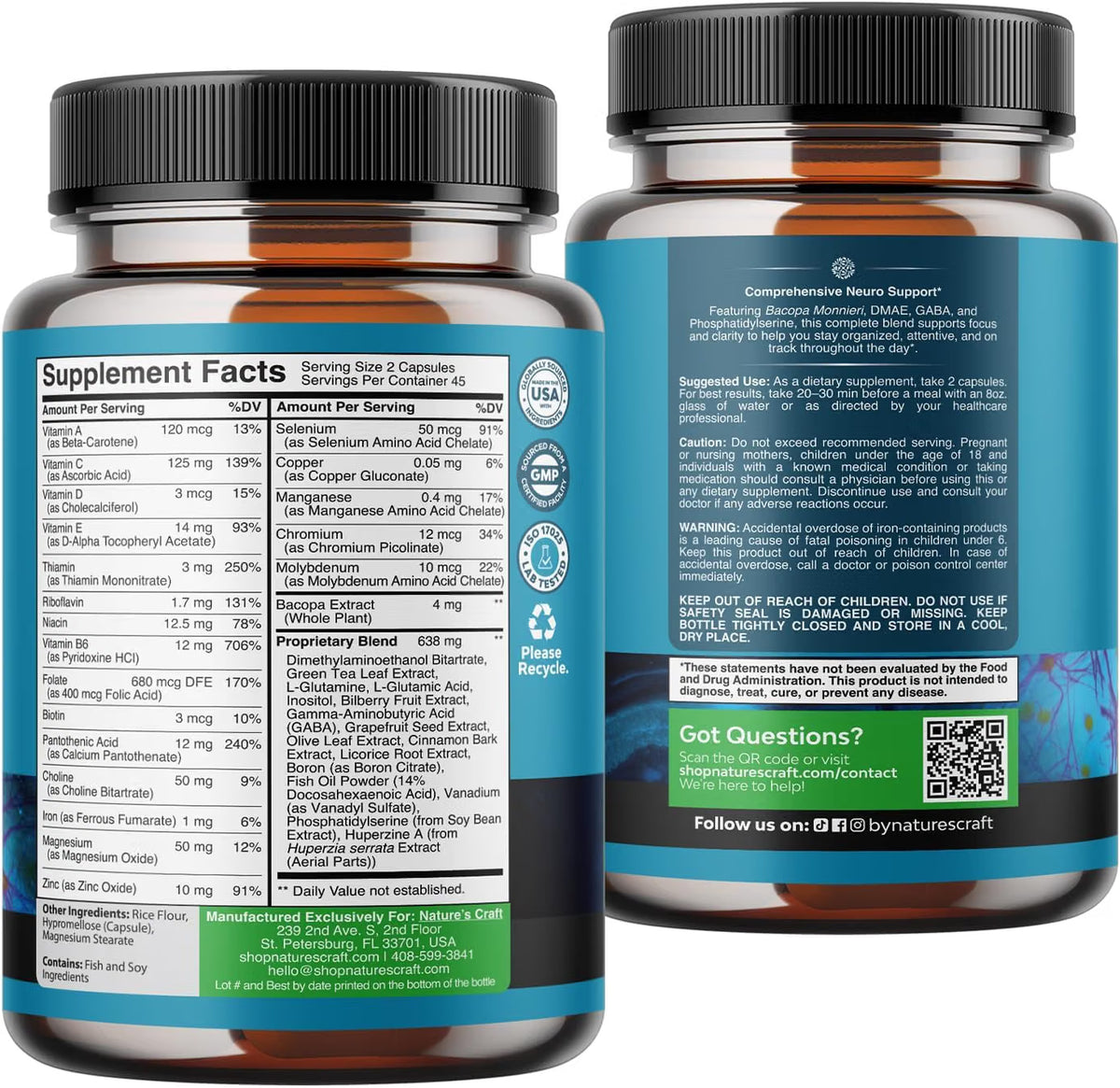 NEURO HEALTH 1003 MG (VITAMINA A 122 MCG CON VITAMINA B6 12 MG Y VITAMINA C 125 MG) 90 CAPSULAS NATURES CRAFT