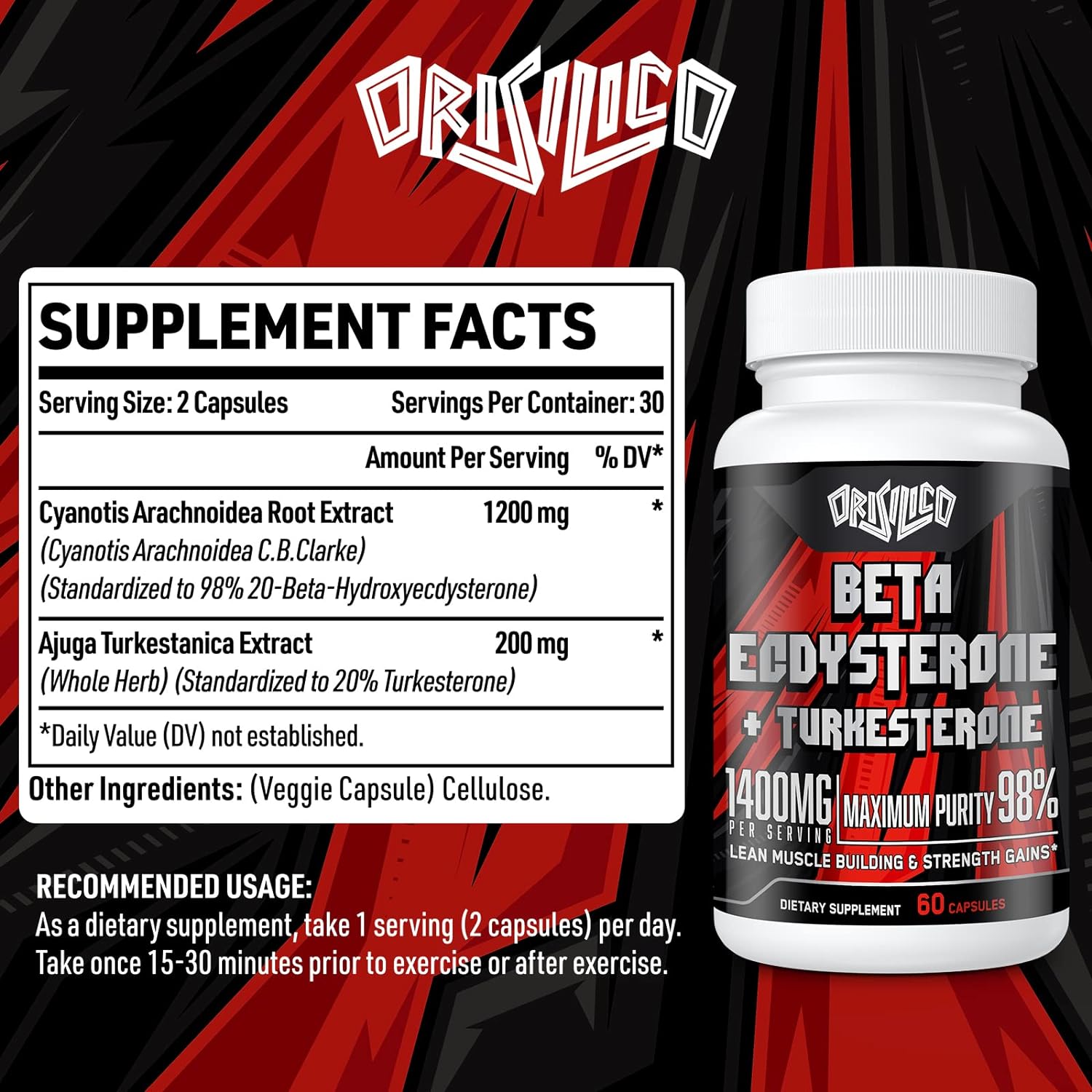 BETA ECDISTERONA 1200 MG CON TURKESTERONA 200 MG 60 CAPSULAS DRISILICO