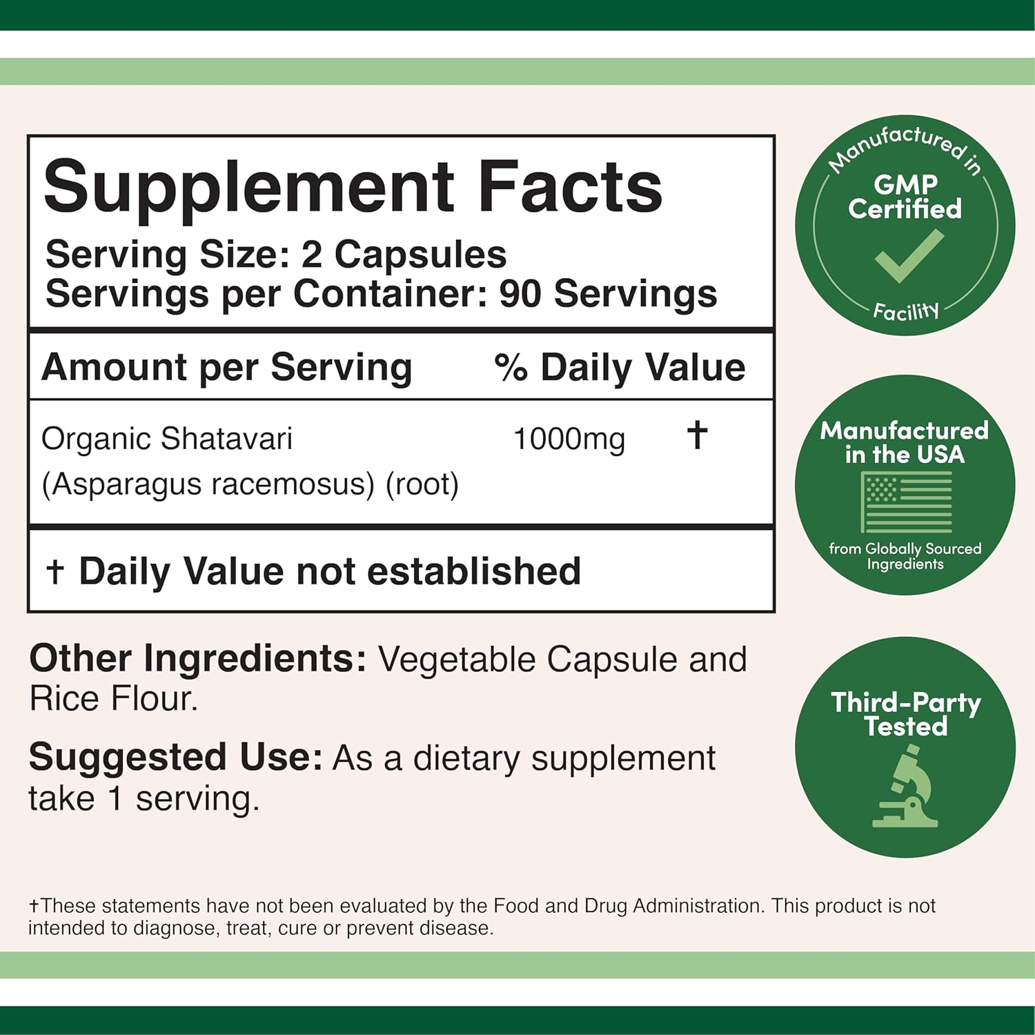 SHATAVARI 1000 MG DOUBLE WOOD 180 CAPSULAS