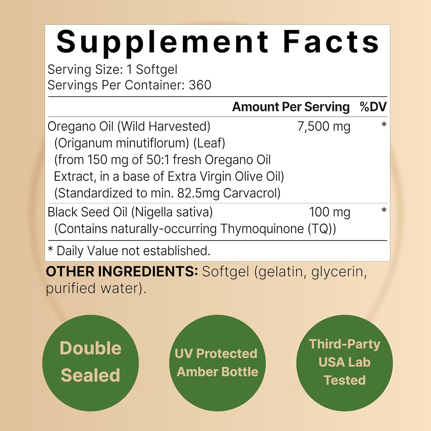 ACEITE DE OREGANO NATUREBELL 7500 MG 360 CAPSAULAS BLANDAS SIN GMO