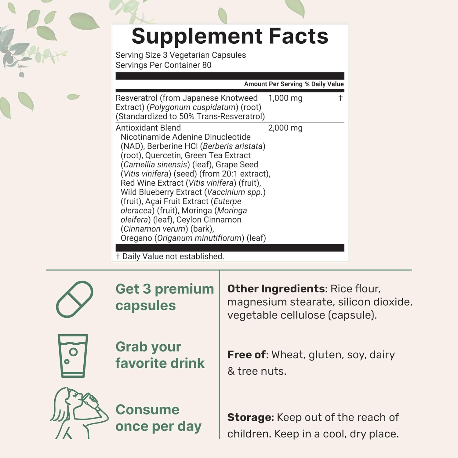 RESVERATROL COMPLEX 3,000 MG MICROINGREDIENTS 240 CAPSULAS VEGETALES NO GMO