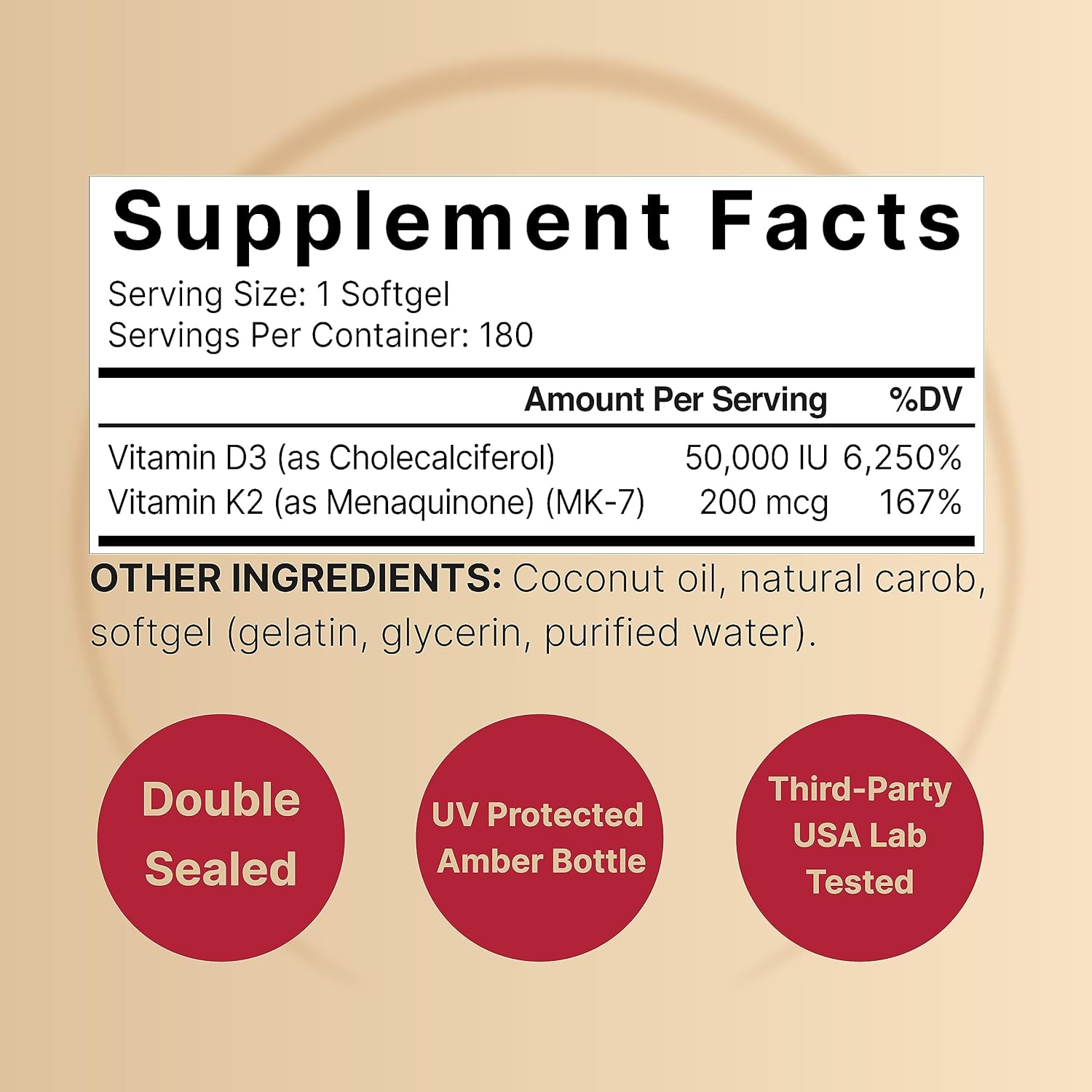 VITAMINA D3 K2 NATUREBELL 50000 IU 200MCG 180 CAPSULAS BLANDAS