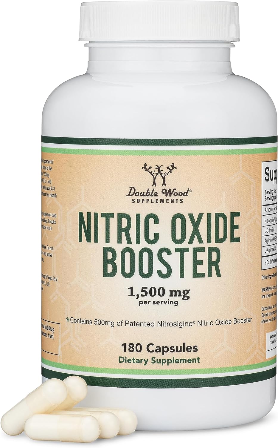 ÓXIDO NÍTRICO BOOSTER DOUBLE WOOD 1500 MG 180 CAPSULAS NITRIC OXIDE BOOSTER