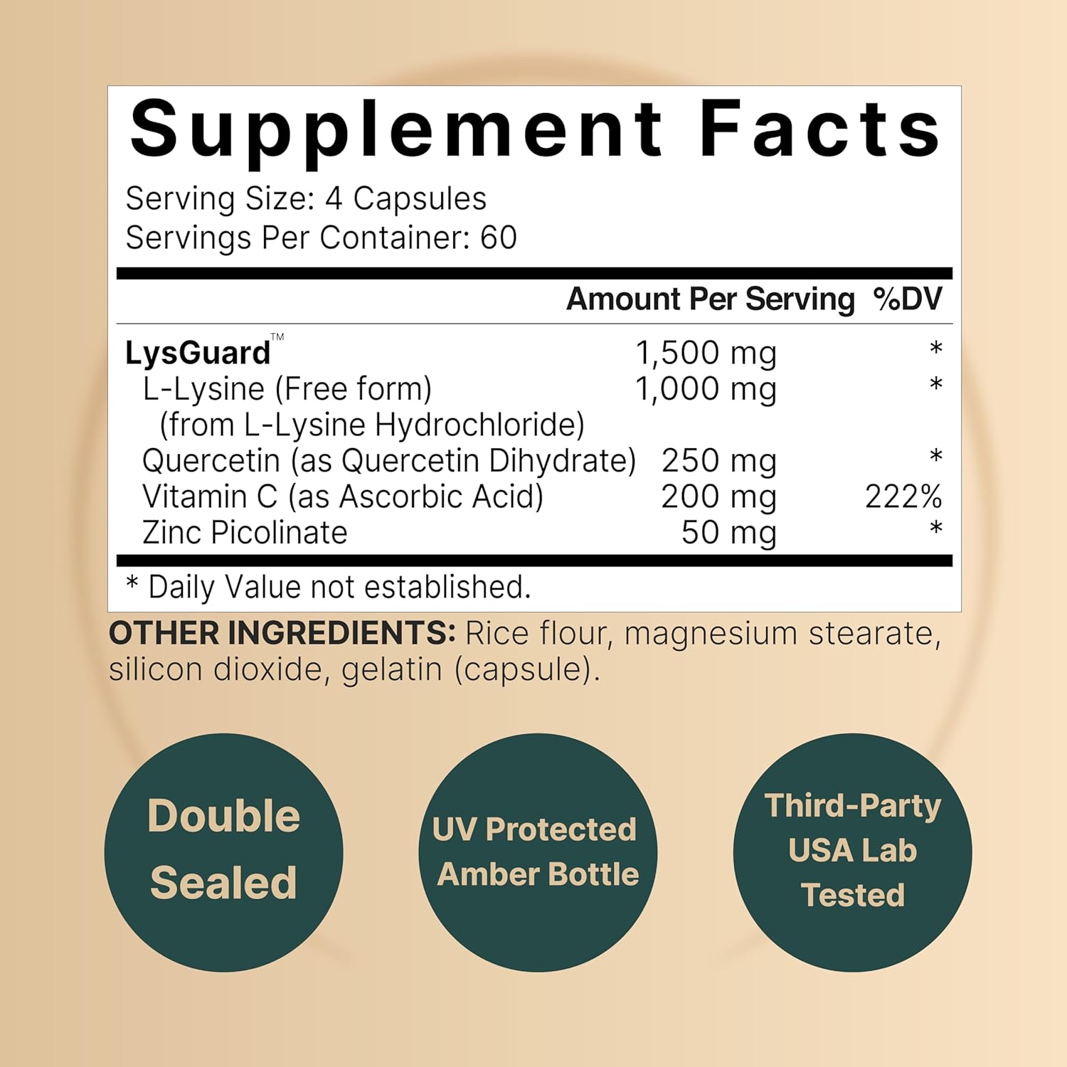 LISINA 1000 MG CON QUERCETINA 250 MG Y VITAMINA C 200 MG 240 CAPSULAS NATUREBELL