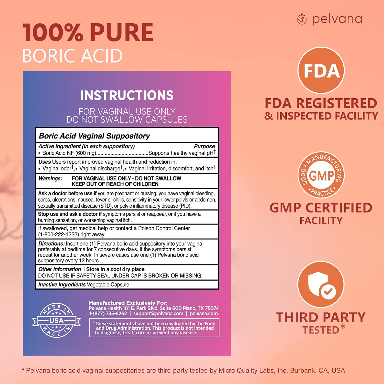 ACIDO BORICO 600 MG 60 CAPSULAS SIN GMO VEGANO PELVANA