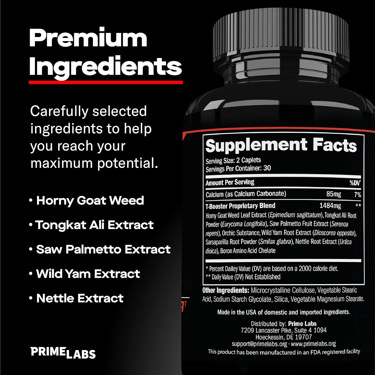 POTENCIADOR TESTOSTERONA 1484 MG 60 TABLETAS PRIME LABS PRIME TEST