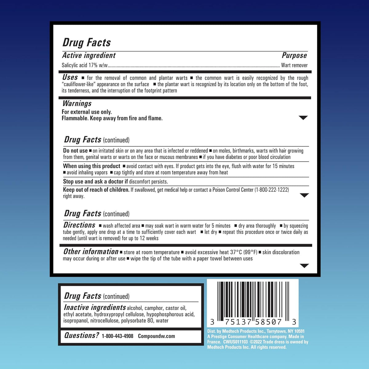 REMOVEDOR DE VERRUGAS ÁCIDO SALICÍLICO 17% 7G GEL COMPOUND W