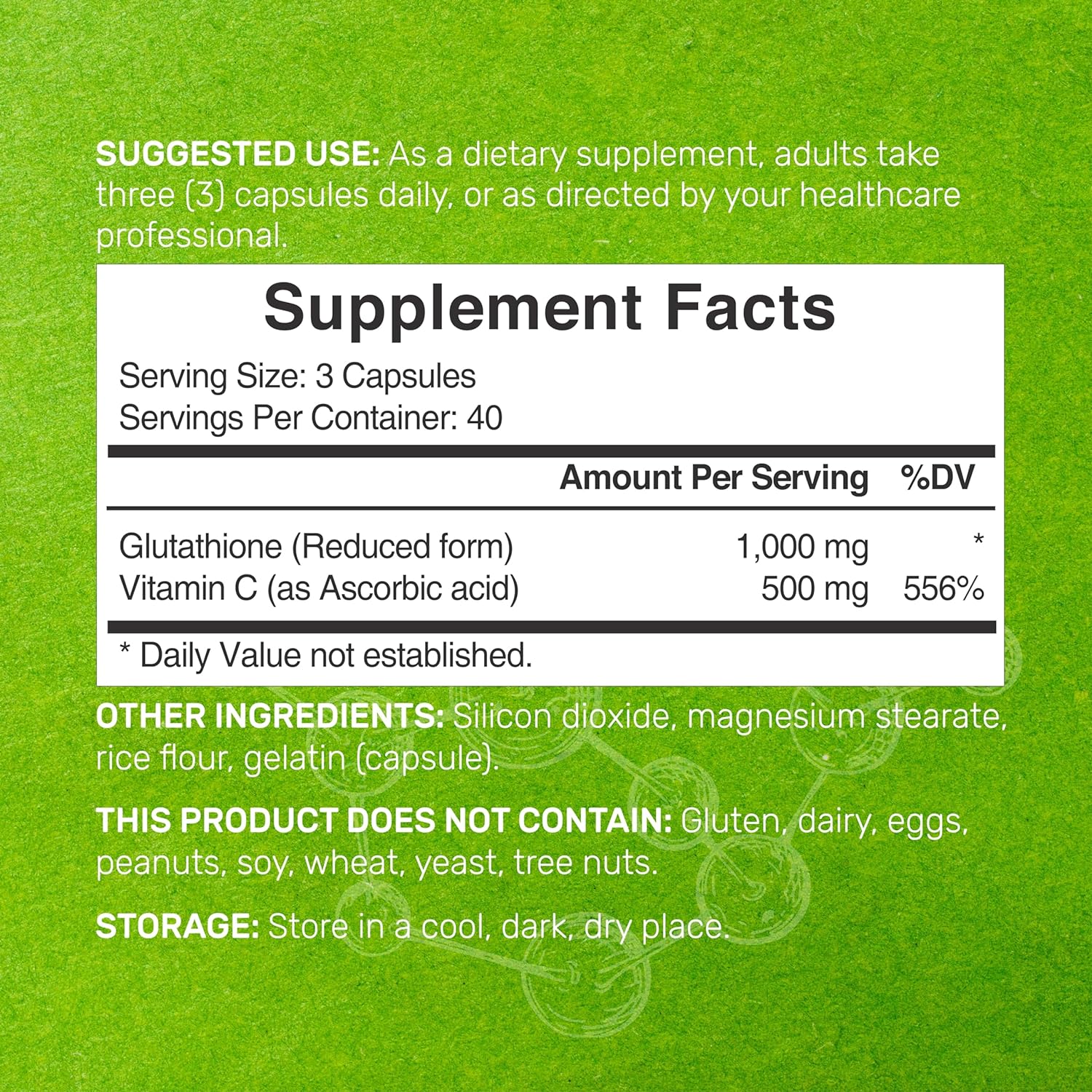 GLUTATIÓN 1000 MG CON VITAMINA C 500 MG DEAL 120 CAPSULAS SIN GMO