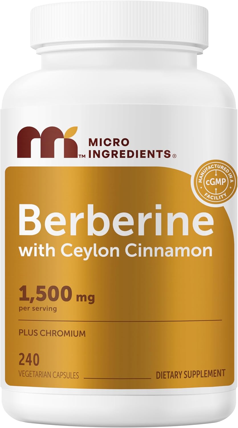 BERBERINA CON CANELA DE CEYLAN Y CROMO 1,500 MG MICROINGREDIENTS 240 CAPSULAS VEGETALES NO GMO