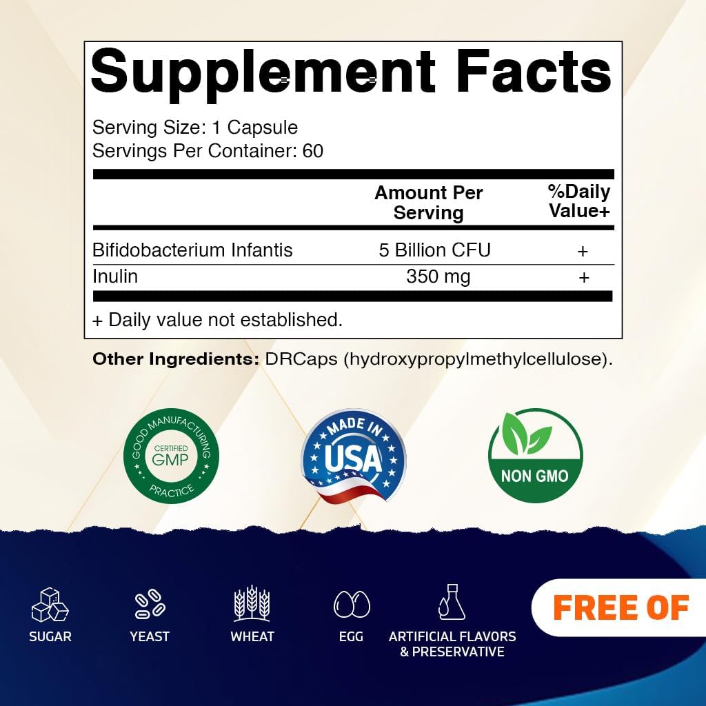 BIFIDOBACTERIUM INFANTIS 5 BILLONES CFU 60 CAPSULAS NO GMO VITAMATIC