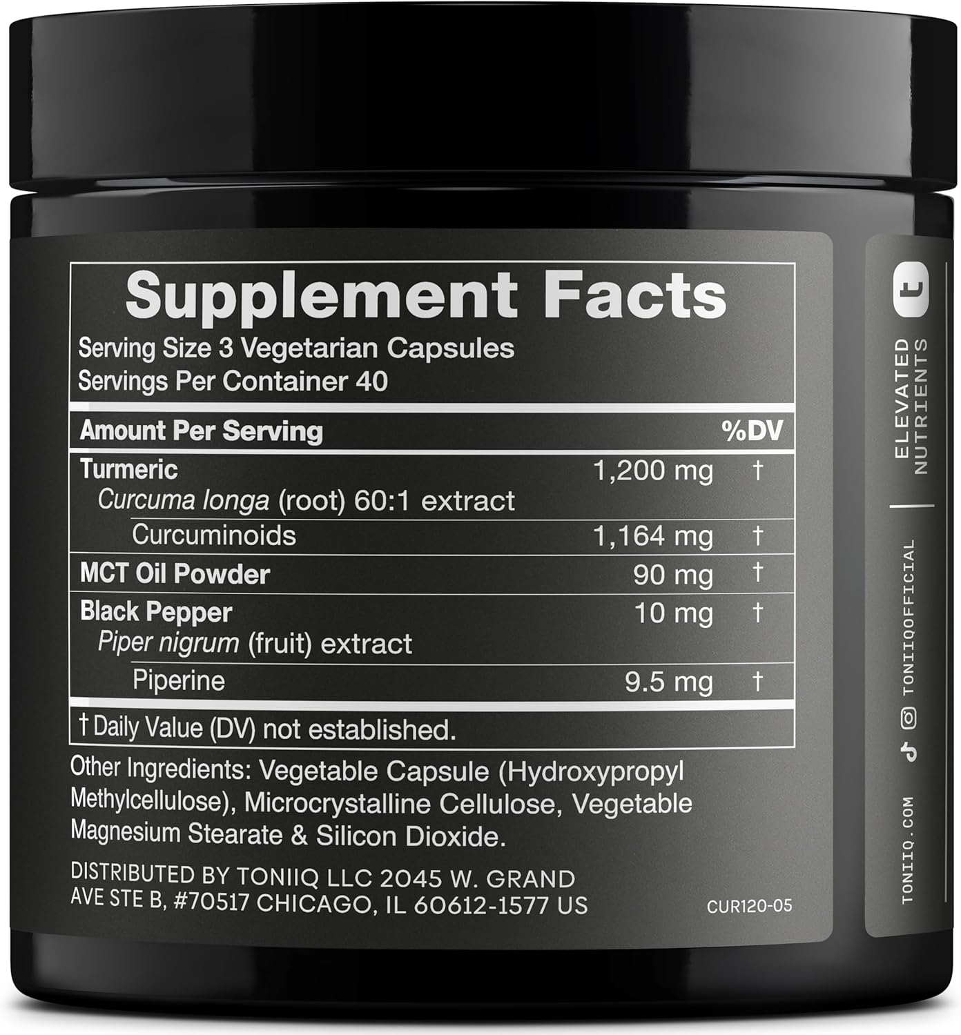 CURCUMA PURA TONIIQ 1,200 MG 120 CAPSULAS TURMERIC
