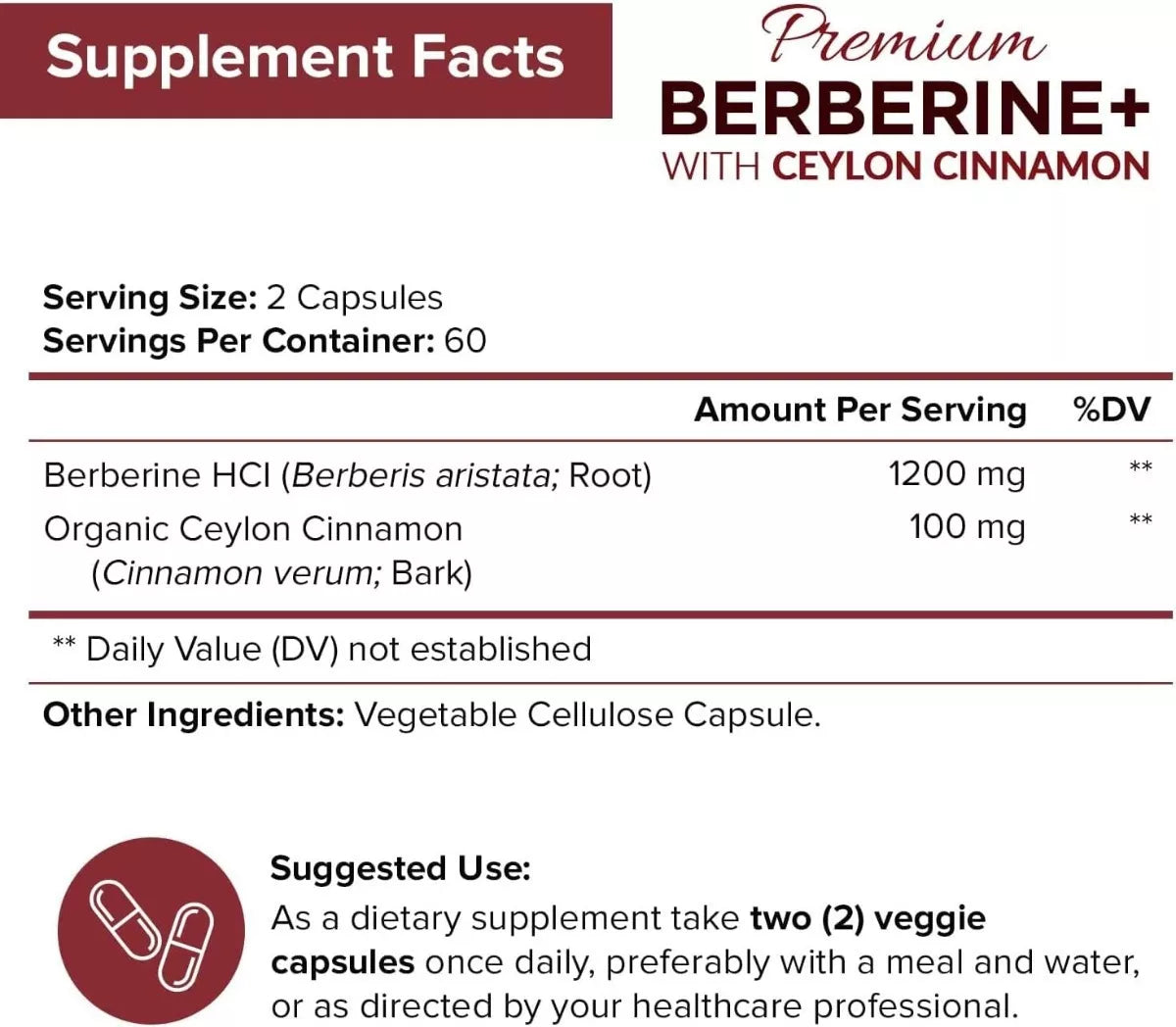 BERBERINA CON CANELA DE CEYLAN 1200 MG 120 CAPSULAS NUTRIFLAIR