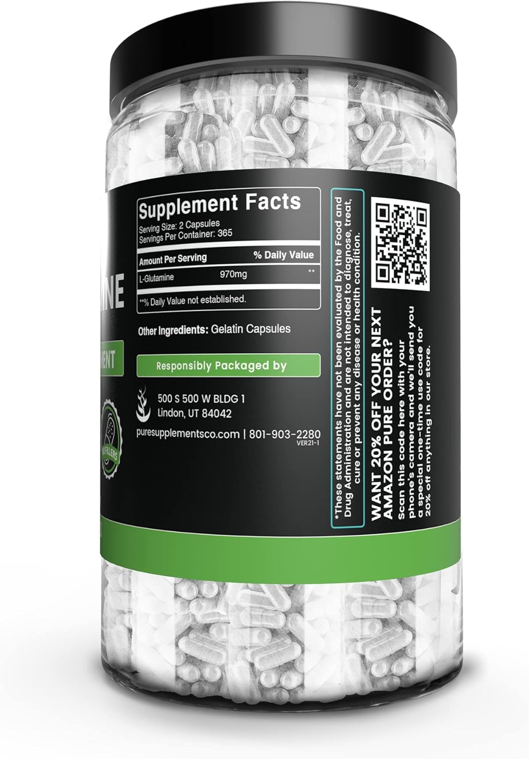 GLUTAMINA 970 MG 730 CAPSULAS PURE GLUTAMINE