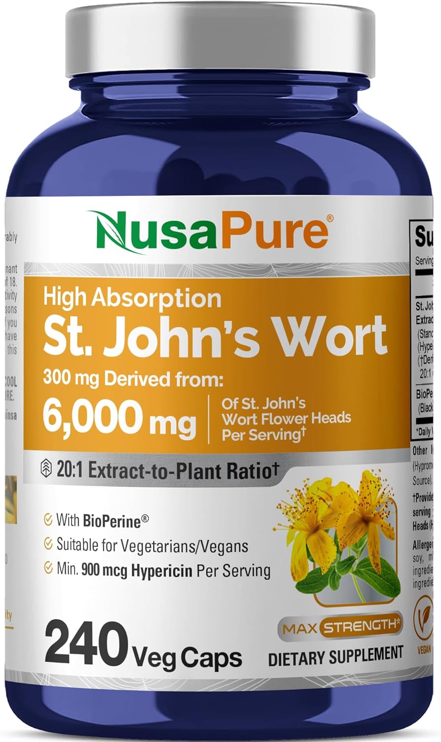 HIERBA DE SAN JUAN 6000 MG 240 CAPSULAS NUSAPURE ST JHONS WORT