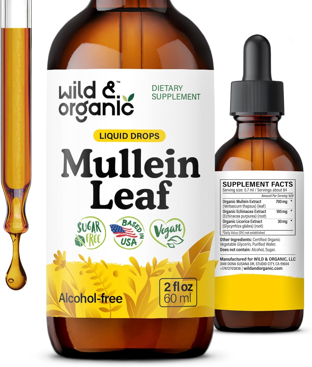 HOJA DE GORDOBOLO 700 MG WILD ORGANIC 2FLOZ 60 ml LIQUIDO VEGANO NO GMO