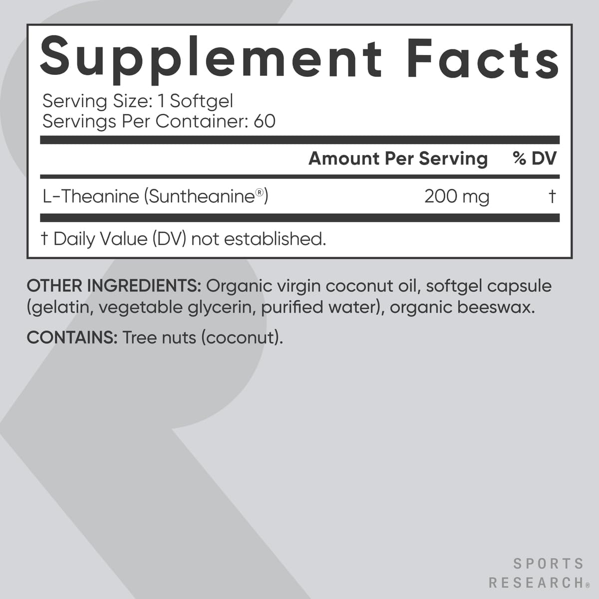 L TEANINA 200 MG 60 CAPSULAS BLANDAS SPORTS RESEARCH