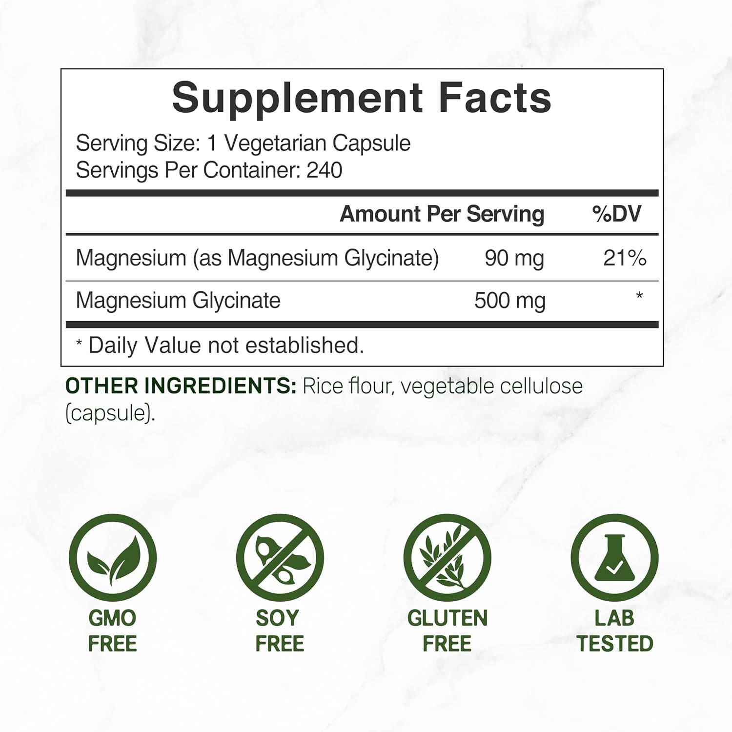 GLICINATO DE MAGNESIO DEAL 500 MG 240 CAPSULAS NO GMO