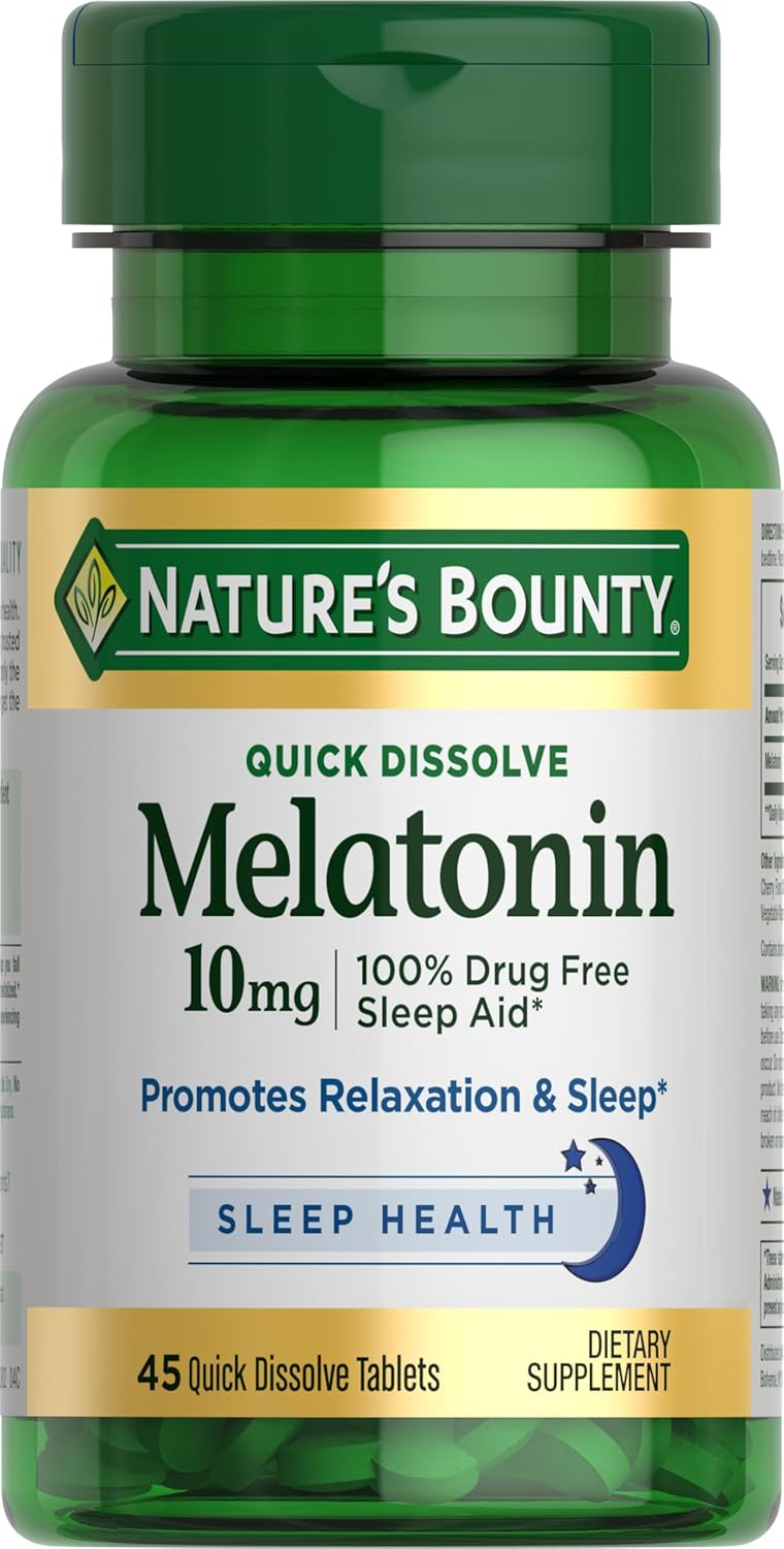 MELATONINA 10 MG NATURE'S BOUNTY 45 TABLETAS NO GMO