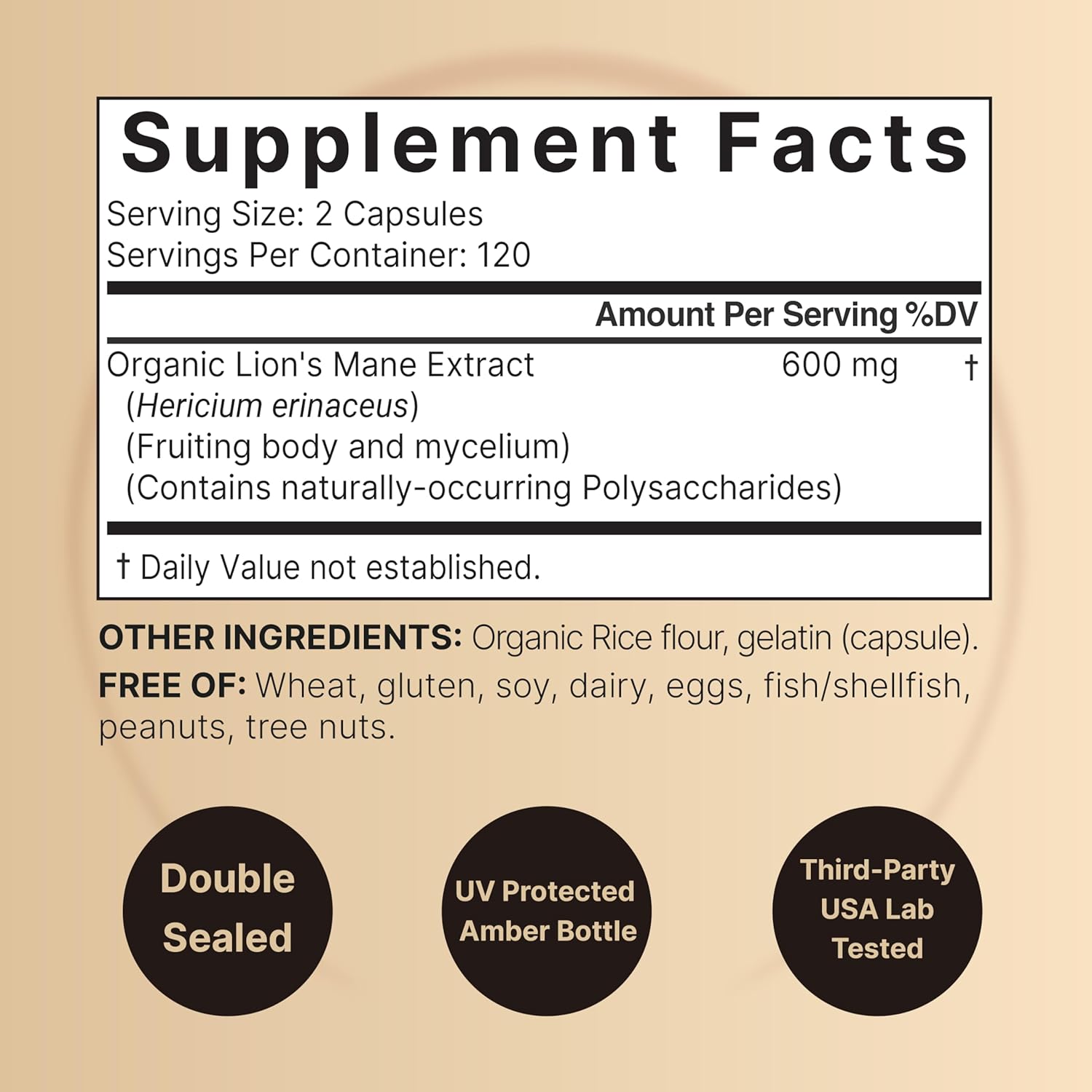MELENA DE LEÓN 9000 MG NATUREBELL 240 CÁPSULAS NO GMO LIONS MANE