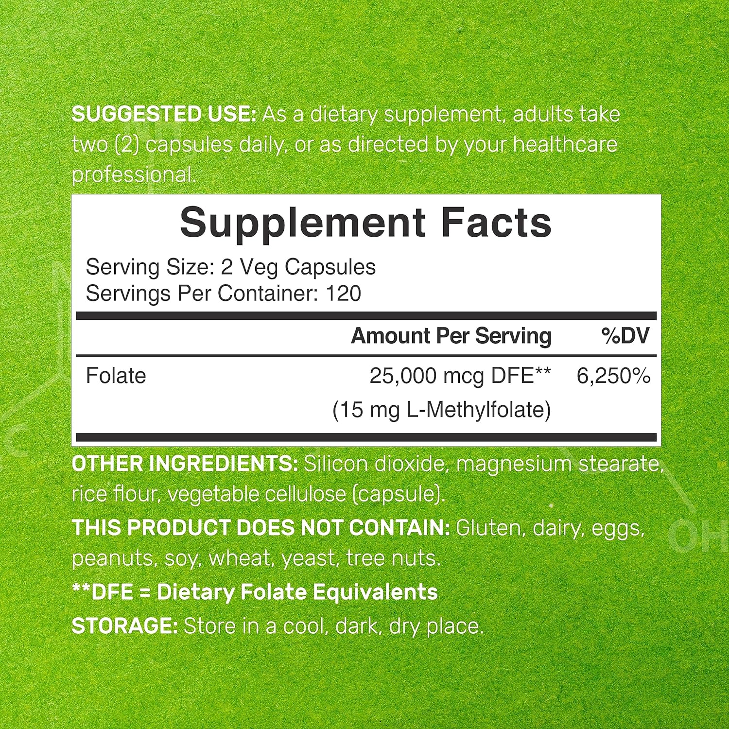 METIL FOLATO 25000 MCG DEAL 240 CÁPSULAS NO GMO METHYL FOLATE