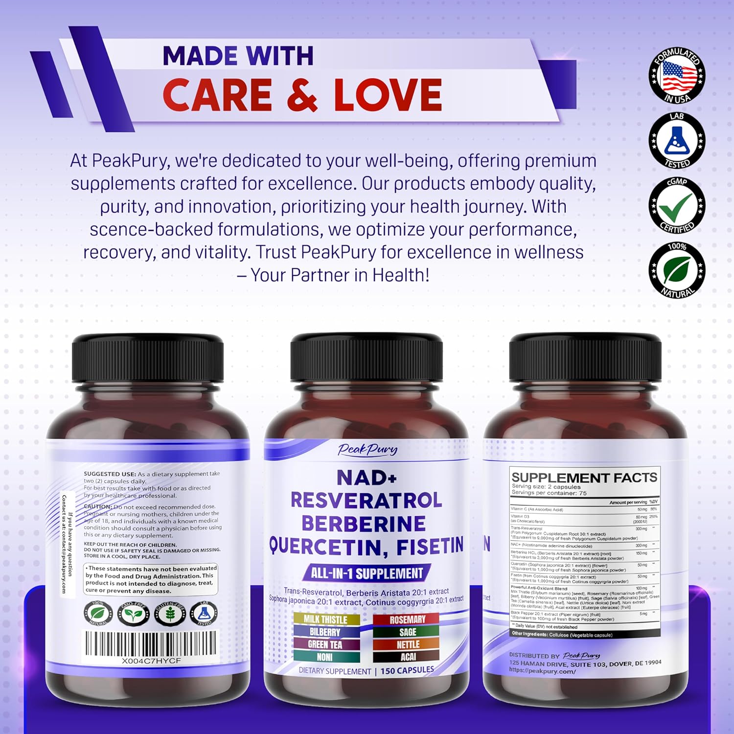 NAD COMPLEX 1455 MG 150 CAPSULAS PEAK PURY