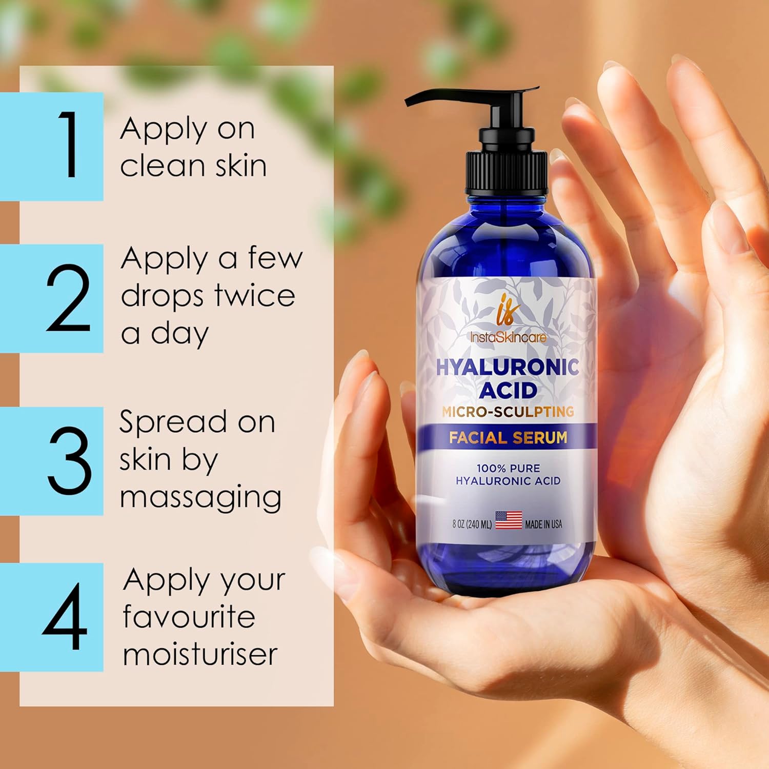 ACIDO HIALURONICO PURO LIQUIDO HYALURONIC ACID SERUM 240 ML INSTASKINCARE