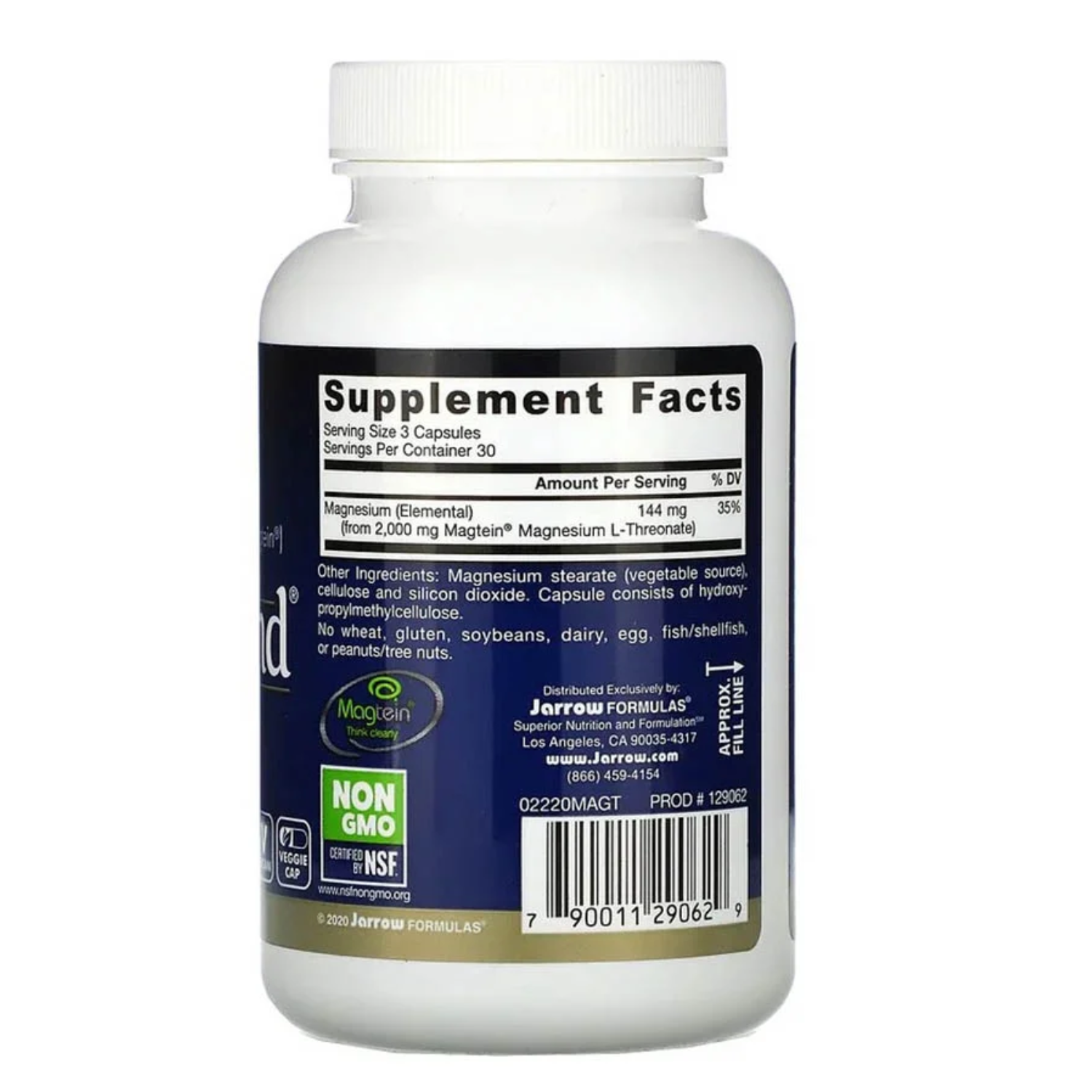 TREONATO DE MAGNESIO 2000 MG 90 CAPSULAS JARROW FORMULAS
