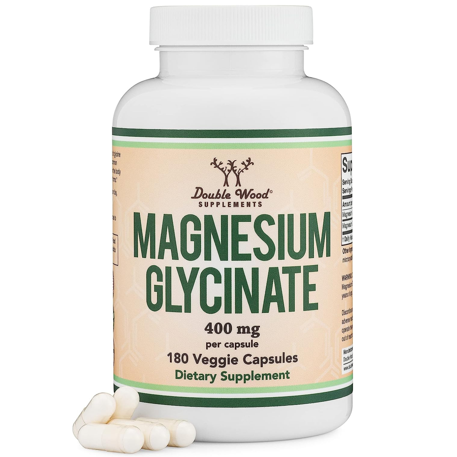 GLICINATO DE MAGNESIO 400 MG 180 CAPSULAS DOUBLE WOOD SUPPLEMENTS