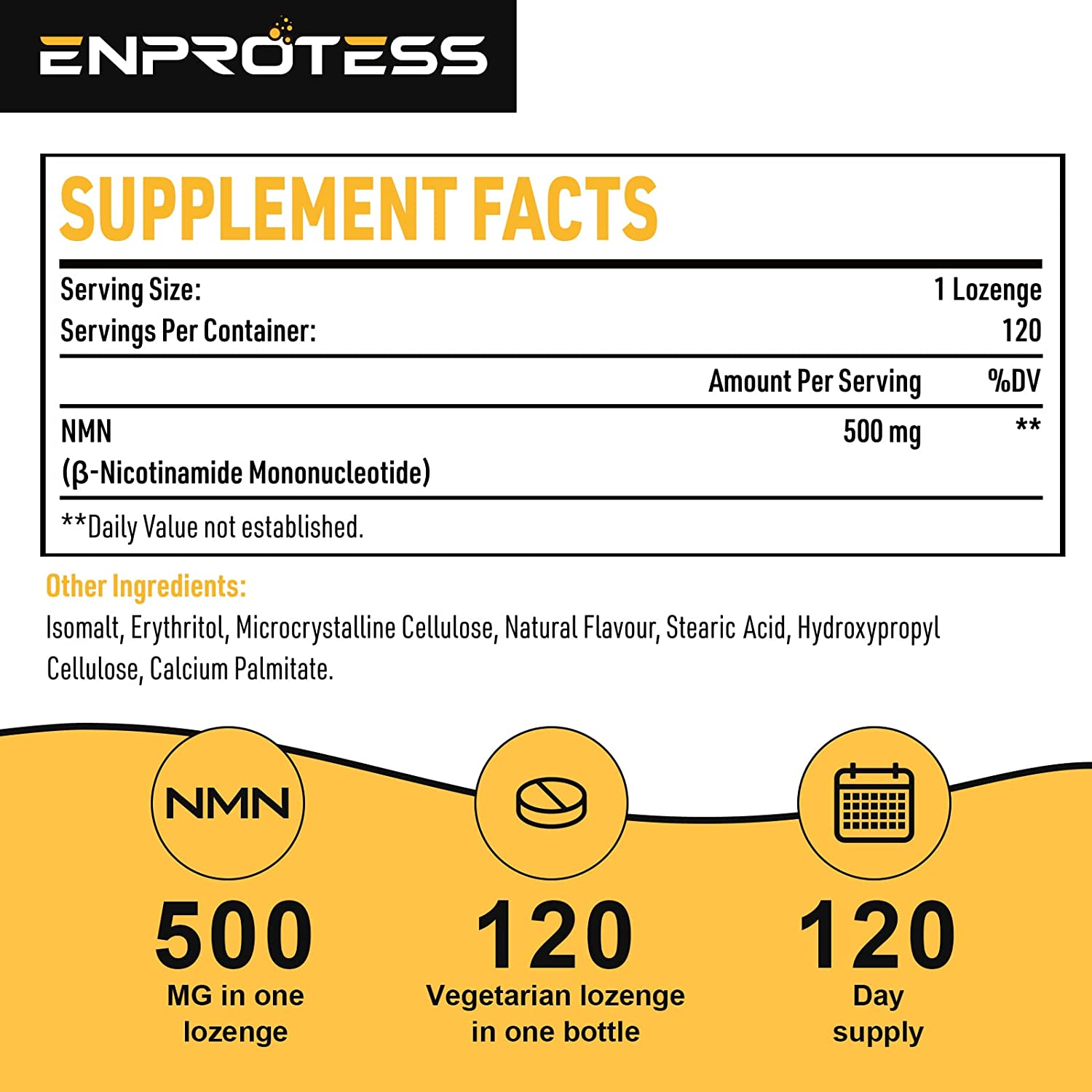 NMN MONONUCLEÓTIDO DE NICOTINAMIDA 500 MG 120 TABLETAS ENPROTESS