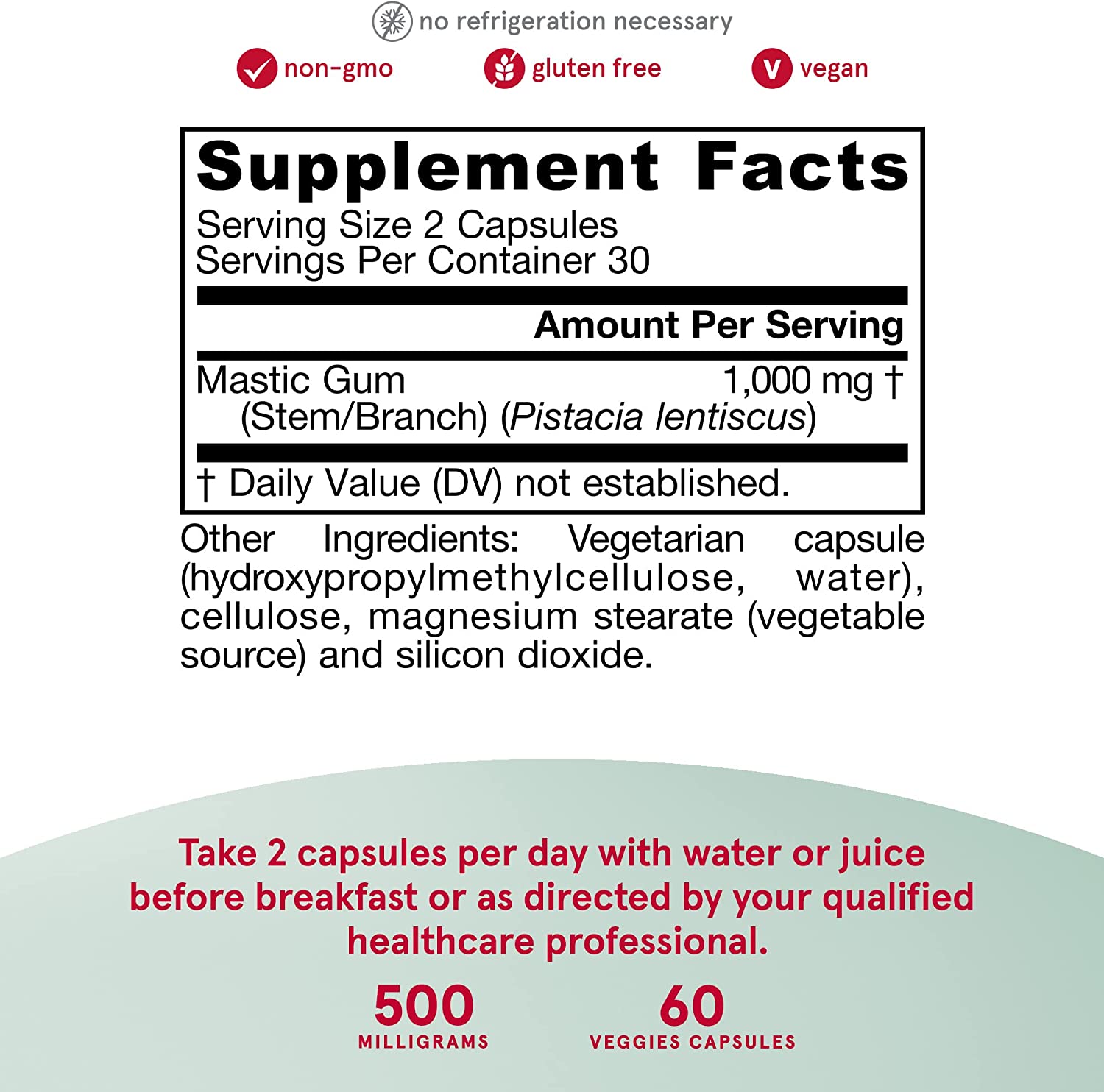 MASTIC GUM 1000 MG 60 CAPSULAS VEGETALES JARROW FORMULAS