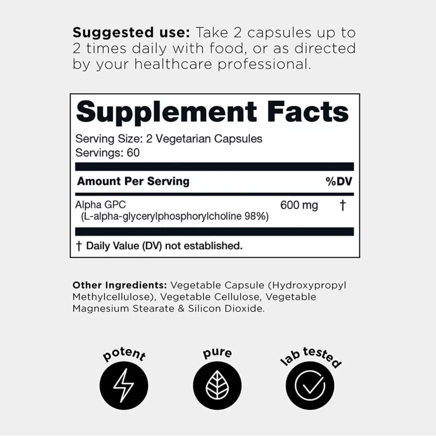ALPHA GPC (L-ALFA GLICERILFOSFORILCOLINA) 600 MG 120 CAPSULAS TONIIQ