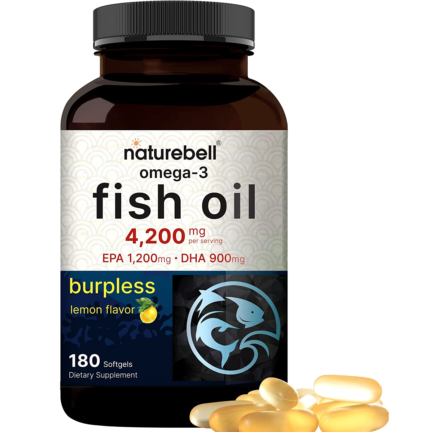 FISH OIL OMEGA 3 4,200 MG CON EPA 1200 MG Y DHA 900 MG 180 CAPSULAS BLANDAS NATUREBELL